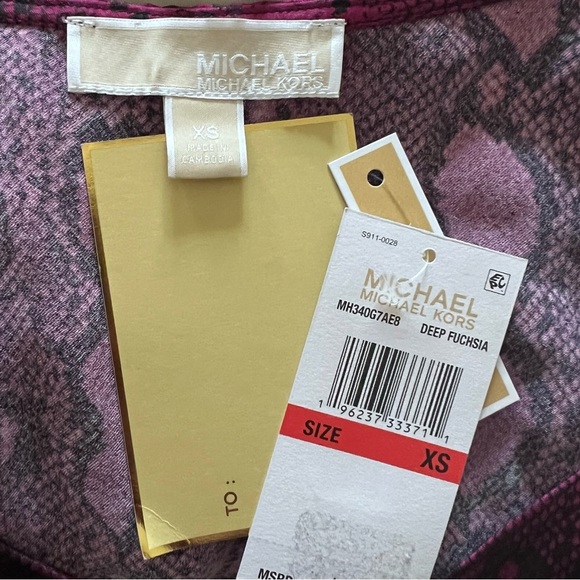 Michael Kors Womens Chain Straps Cold Shoulder Snake Print Blouse |XS| - Picture 5 of 6